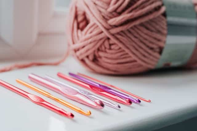crochet needles and yarn