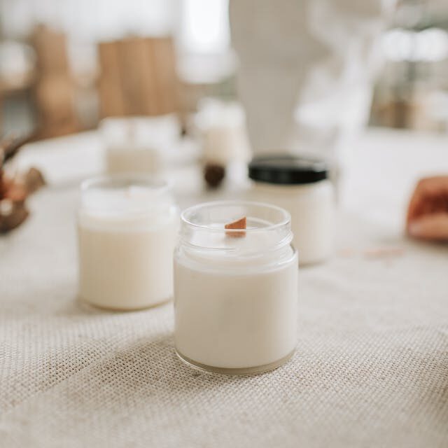 white candles on table