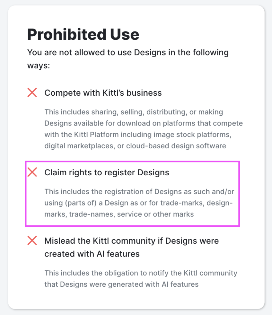 prohibited use of Kittl designs
